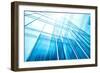 Panoramic and Perspective Wide Angle View to Steel Blue Background of Glass High Rise Building-Vladitto-Framed Photographic Print