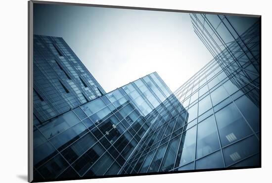 Panoramic and Perspective Wide Angle View to Steel Blue Background of Glass High Rise Building-Vladitto-Mounted Photographic Print