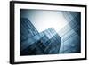 Panoramic and Perspective Wide Angle View to Steel Blue Background of Glass High Rise Building-Vladitto-Framed Photographic Print