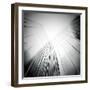 Panoramic And Perspective Wide Angle View To Steel Blue Background Of Glass High Rise Building-Vladitto-Framed Art Print