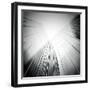 Panoramic And Perspective Wide Angle View To Steel Blue Background Of Glass High Rise Building-Vladitto-Framed Art Print
