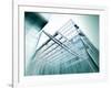 Panoramic and Perspective Wide Angle View to Steel Blue Background of Glass High Rise Building-Vladitto-Framed Art Print