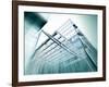 Panoramic and Perspective Wide Angle View to Steel Blue Background of Glass High Rise Building-Vladitto-Framed Art Print