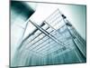 Panoramic and Perspective Wide Angle View to Steel Blue Background of Glass High Rise Building-Vladitto-Mounted Art Print