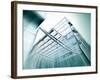 Panoramic and Perspective Wide Angle View to Steel Blue Background of Glass High Rise Building-Vladitto-Framed Art Print