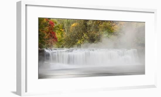 Panoramic autumn view of Hooker Falls on Little River, DuPont State Forest, near Brevard, North Car-Adam Jones-Framed Photographic Print