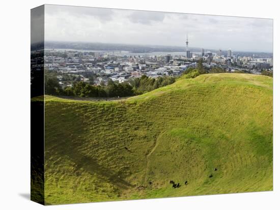 Panoramic City View from Mount Eden Volcanic Crater, Auckland, North Island, New Zealand, Pacific-Kober Christian-Stretched Canvas