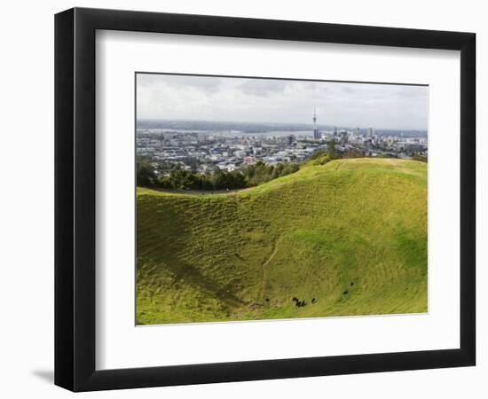 Panoramic City View from Mount Eden Volcanic Crater, Auckland, North Island, New Zealand, Pacific-Kober Christian-Framed Photographic Print