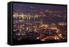 Panoramic Cityscape in Night with River and Tower in Penang, Malaysia, Asia.-elwynn-Framed Stretched Canvas