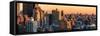 Panoramic Cityscape of Manhattan in Winter at Sunset-Philippe Hugonnard-Framed Stretched Canvas