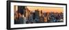 Panoramic Cityscape of Manhattan in Winter at Sunset-Philippe Hugonnard-Framed Photographic Print