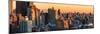 Panoramic Cityscape of Manhattan in Winter at Sunset-Philippe Hugonnard-Mounted Photographic Print