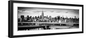 Panoramic Cityscape - View of Brooklyn Bridge with the Empire State Buildings-Philippe Hugonnard-Framed Photographic Print