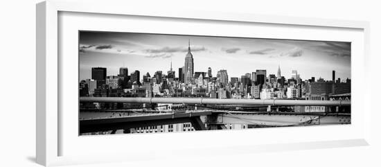 Panoramic Cityscape - View of Brooklyn Bridge with the Empire State Buildings-Philippe Hugonnard-Framed Photographic Print