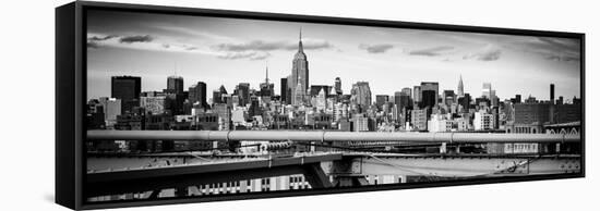 Panoramic Cityscape - View of Brooklyn Bridge with the Empire State Buildings-Philippe Hugonnard-Framed Stretched Canvas