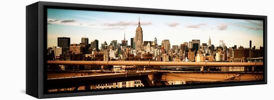 Panoramic Cityscape - View of Brooklyn Bridge with the Empire State Buildings-Philippe Hugonnard-Framed Stretched Canvas