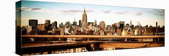 Panoramic Cityscape - View of Brooklyn Bridge with the Empire State Buildings-Philippe Hugonnard-Stretched Canvas