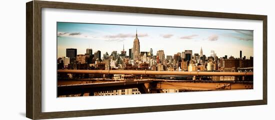 Panoramic Cityscape - View of Brooklyn Bridge with the Empire State Buildings-Philippe Hugonnard-Framed Photographic Print