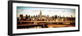 Panoramic Cityscape - View of Brooklyn Bridge with the Empire State Buildings-Philippe Hugonnard-Framed Photographic Print