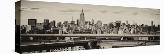 Panoramic Cityscape - View of Brooklyn Bridge with the Empire State Buildings-Philippe Hugonnard-Stretched Canvas