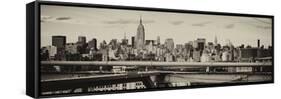 Panoramic Cityscape - View of Brooklyn Bridge with the Empire State Buildings-Philippe Hugonnard-Framed Stretched Canvas