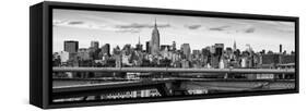 Panoramic Cityscape - View of Brooklyn Bridge with the Empire State Buildings-Philippe Hugonnard-Framed Stretched Canvas