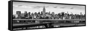 Panoramic Cityscape - View of Brooklyn Bridge with the Empire State Buildings-Philippe Hugonnard-Framed Stretched Canvas