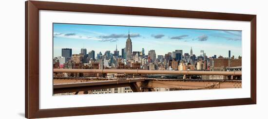 Panoramic Cityscape - View of Brooklyn Bridge with the Empire State Buildings-Philippe Hugonnard-Framed Photographic Print