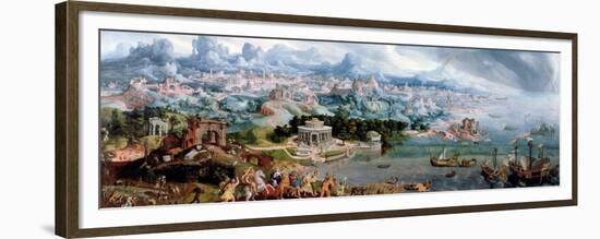 Panoramic Fantasy with the Abduction of Helen, 1535-Maerten van Heemskerck-Framed Premium Giclee Print