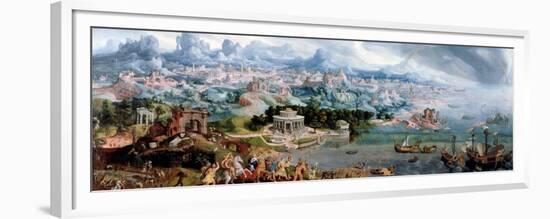 Panoramic Fantasy with the Abduction of Helen, 1535-Maerten van Heemskerck-Framed Premium Giclee Print