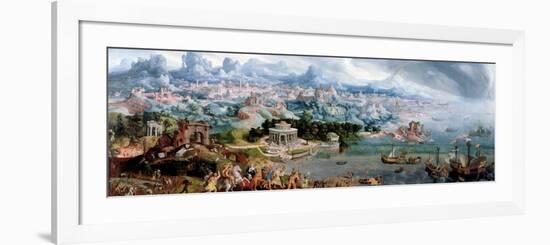 Panoramic Fantasy with the Abduction of Helen, 1535-Maerten van Heemskerck-Framed Giclee Print