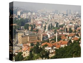 Panoramic Hilltop View of the City, Sarajevo, Bosnia-Christian Kober-Stretched Canvas