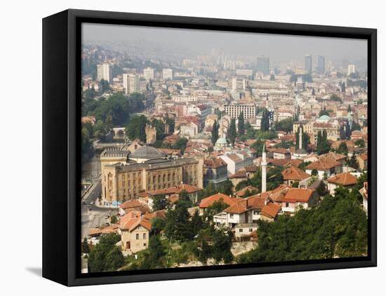 Panoramic Hilltop View of the City, Sarajevo, Bosnia-Christian Kober-Framed Stretched Canvas