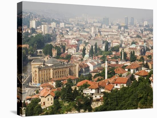 Panoramic Hilltop View of the City, Sarajevo, Bosnia-Christian Kober-Stretched Canvas