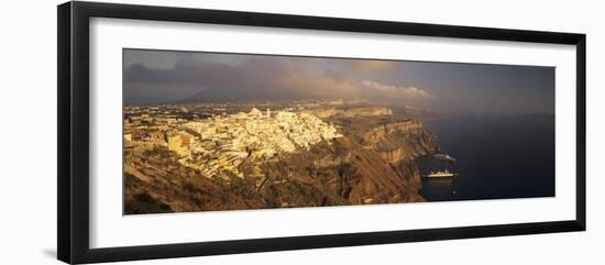 Panoramic Image of Fira in the Evening-Markus Lange-Framed Photographic Print