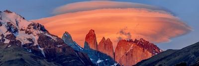 Landscape with mountains at sunset, Torres del Paine National Park, Chile
