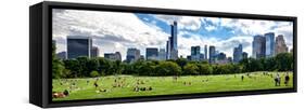 Panoramic Landscape, a Summer in Central Park, Lifestyle, Manhattan, New York City-Philippe Hugonnard-Framed Stretched Canvas