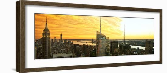 Panoramic Landscape - Empire State Building - Sunset - Manhattan - New York City - United States-Philippe Hugonnard-Framed Photographic Print