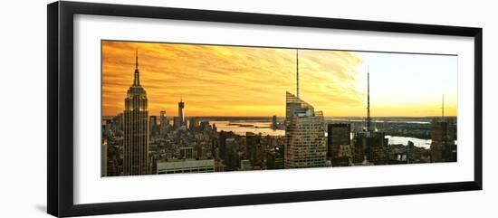 Panoramic Landscape - Empire State Building - Sunset - Manhattan - New York City - United States-Philippe Hugonnard-Framed Photographic Print