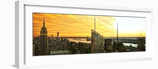 Panoramic Landscape - Empire State Building - Sunset - Manhattan - New York City - United States-Philippe Hugonnard-Framed Photographic Print