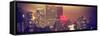 Panoramic Landscape Foggy Night in Manhattan with the New Yorker Hotel View-Philippe Hugonnard-Framed Stretched Canvas