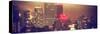 Panoramic Landscape Foggy Night in Manhattan with the New Yorker Hotel View-Philippe Hugonnard-Stretched Canvas