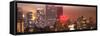 Panoramic Landscape Foggy Night in Manhattan with the New Yorker Hotel View-Philippe Hugonnard-Framed Stretched Canvas