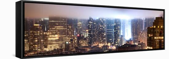 Panoramic Landscape - Foggy Night in Manhattan-Philippe Hugonnard-Framed Stretched Canvas