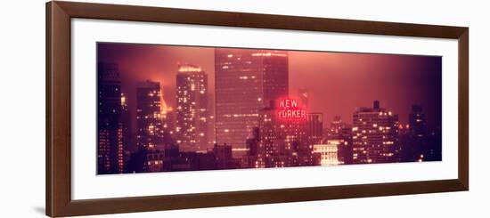 Panoramic Landscape Foggy Red Night in Manhattan with the New Yorker Hotel View-Philippe Hugonnard-Framed Photographic Print