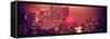 Panoramic Landscape Foggy Red Night in Manhattan with the New Yorker Hotel View-Philippe Hugonnard-Framed Stretched Canvas