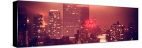 Panoramic Landscape Foggy Red Night in Manhattan with the New Yorker Hotel View-Philippe Hugonnard-Stretched Canvas