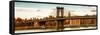 Panoramic Landscape - Manhattan Bridge with the Empire State Building at Sunset from Brooklyn-Philippe Hugonnard-Framed Stretched Canvas