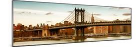 Panoramic Landscape - Manhattan Bridge with the Empire State Building at Sunset from Brooklyn-Philippe Hugonnard-Mounted Photographic Print