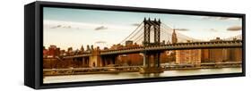 Panoramic Landscape - Manhattan Bridge with the Empire State Building at Sunset from Brooklyn-Philippe Hugonnard-Framed Stretched Canvas